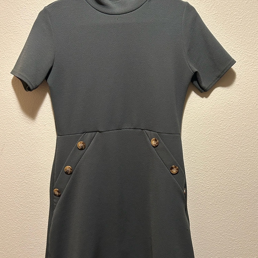 Boohoo Dark Green Short Sleeve Dress